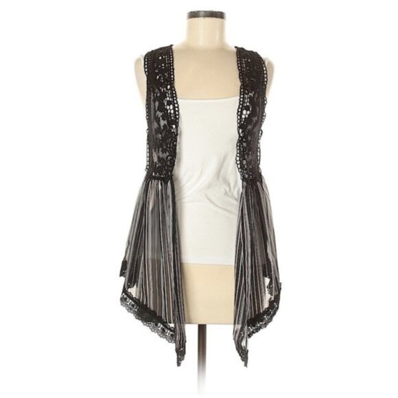 3/$11 Striped Lace Crochet Vest - Picture 4 of 8